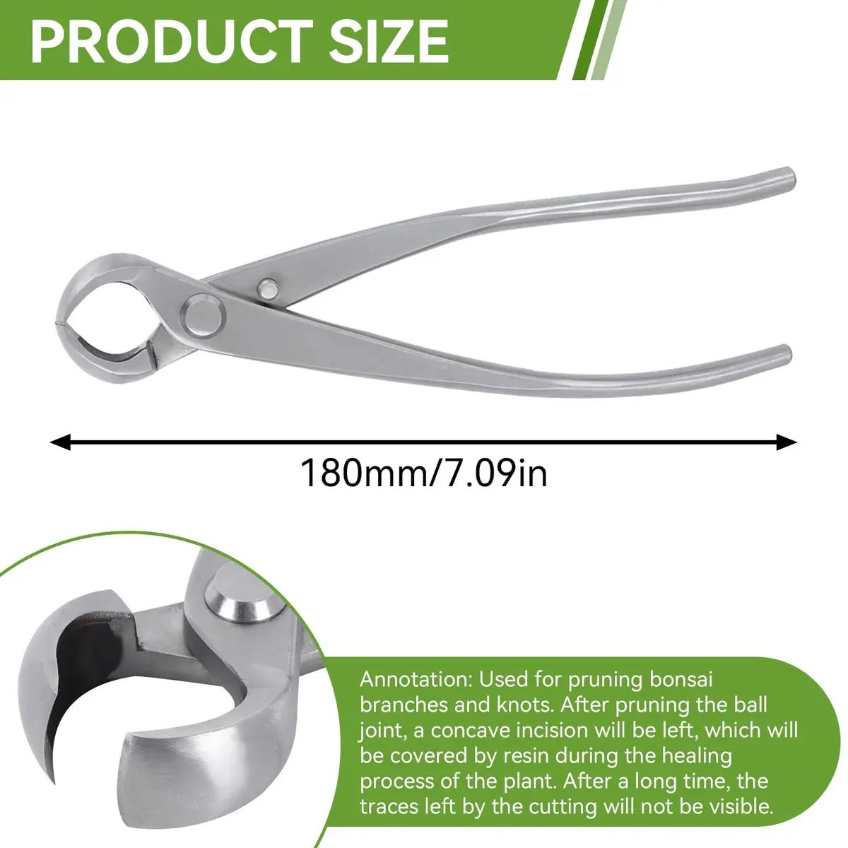 HERCHR Bonsai Tools Concave Cutter 180 mm | High-Quality Stainless Steel Pruning Bonsai Scissor - view 3
