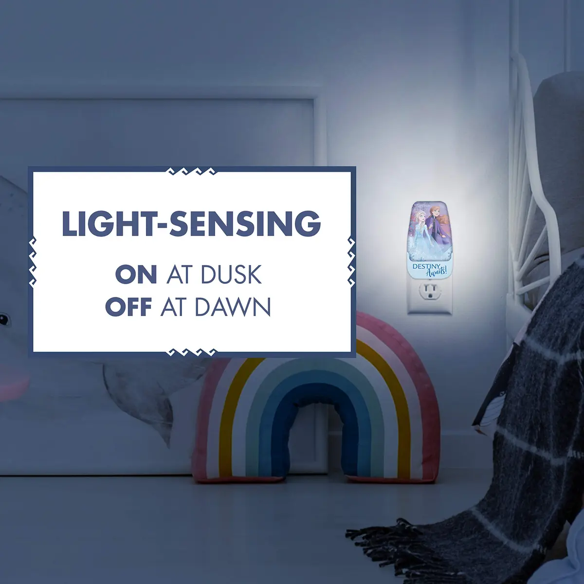 Disney Frozen 45670 LED Night Light, Anna & Elsa, Plug-in | Light-Sensing, Energy-Efficient - view 6