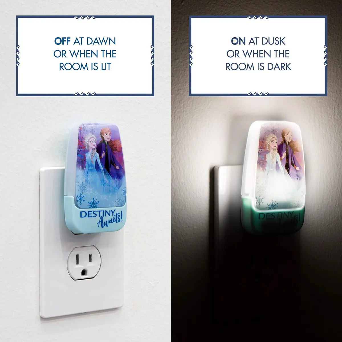 Disney Frozen 45670 LED Night Light, Anna & Elsa, Plug-in | Light-Sensing, Energy-Efficient - view 3