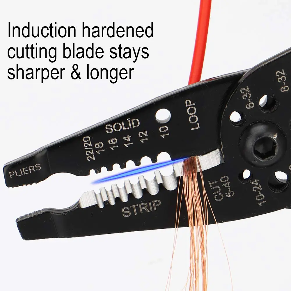 DOWELL 8-Inch Wire Stripper Cutter Crimper 10-22 AWG | Multifunction Tool for Electrical Wiring - view 5