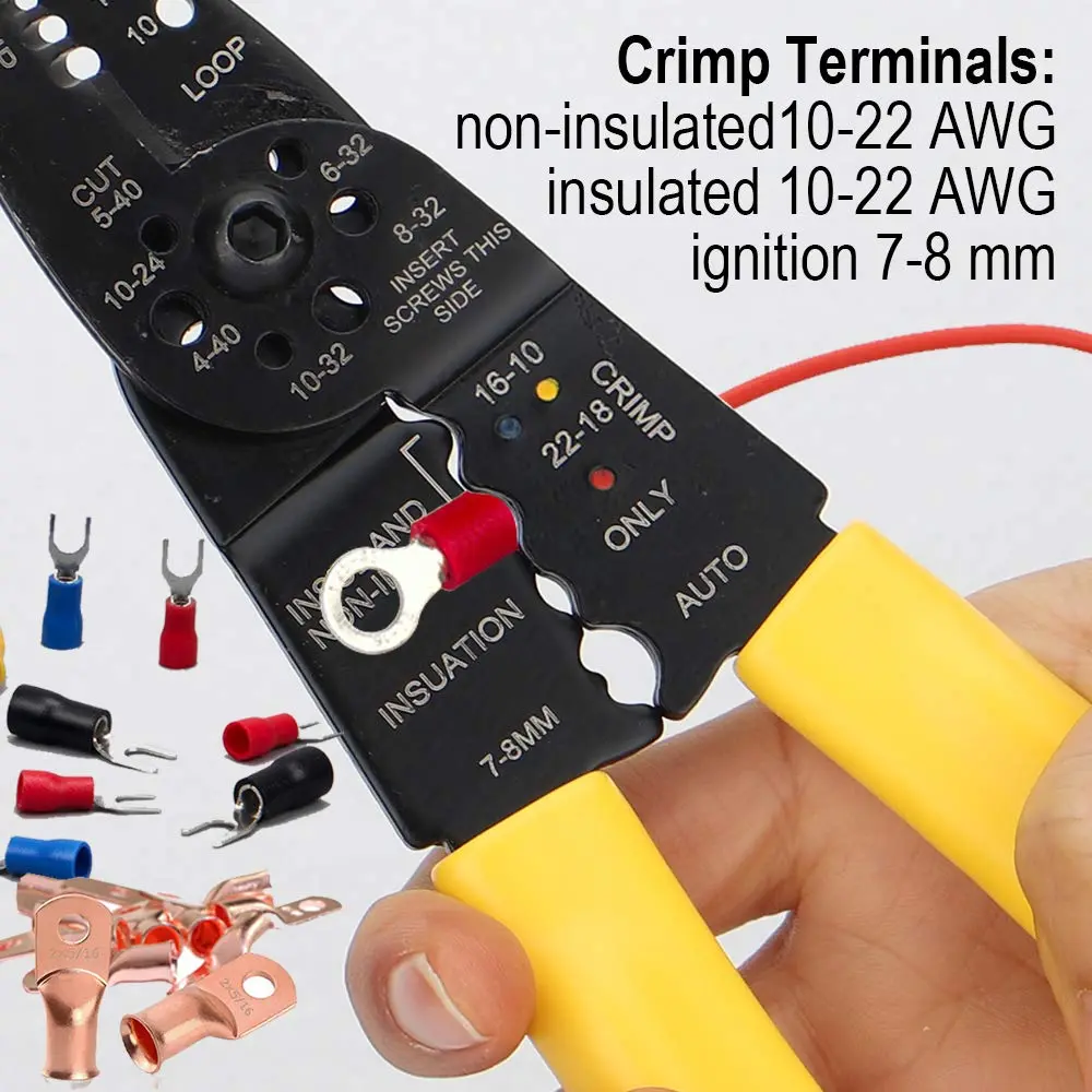 DOWELL 8-Inch Wire Stripper Cutter Crimper 10-22 AWG | Multifunction Tool for Electrical Wiring - view 4