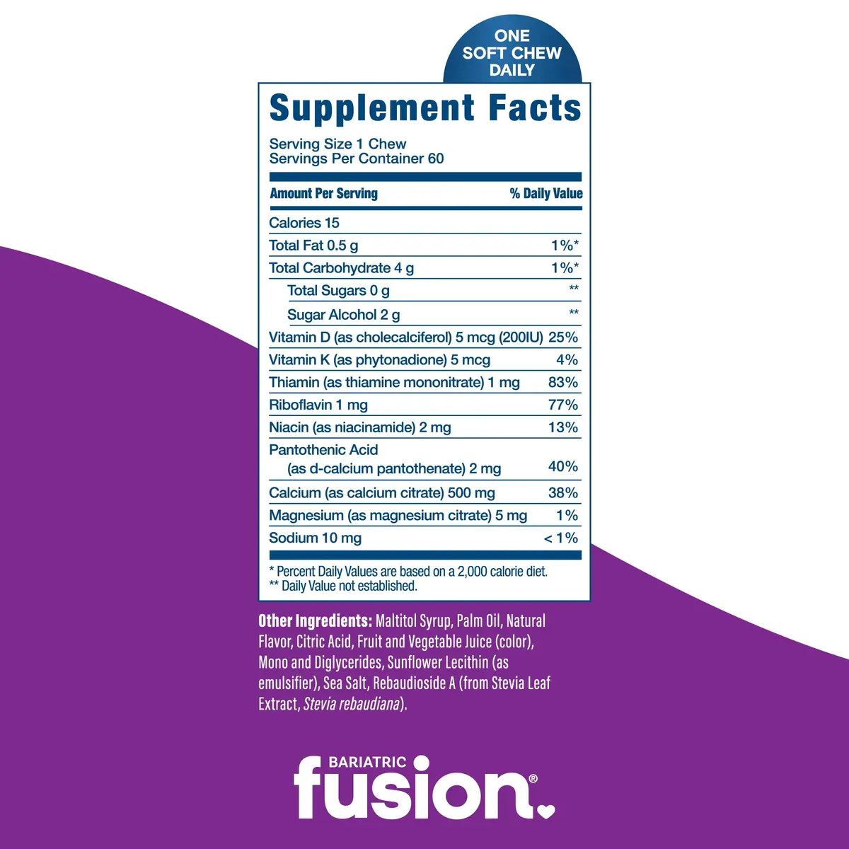 Bariatric Fusion Calcium Soft Chews, Cran-Grape | Bone Support & Energy Boost, 60 Count - view 4