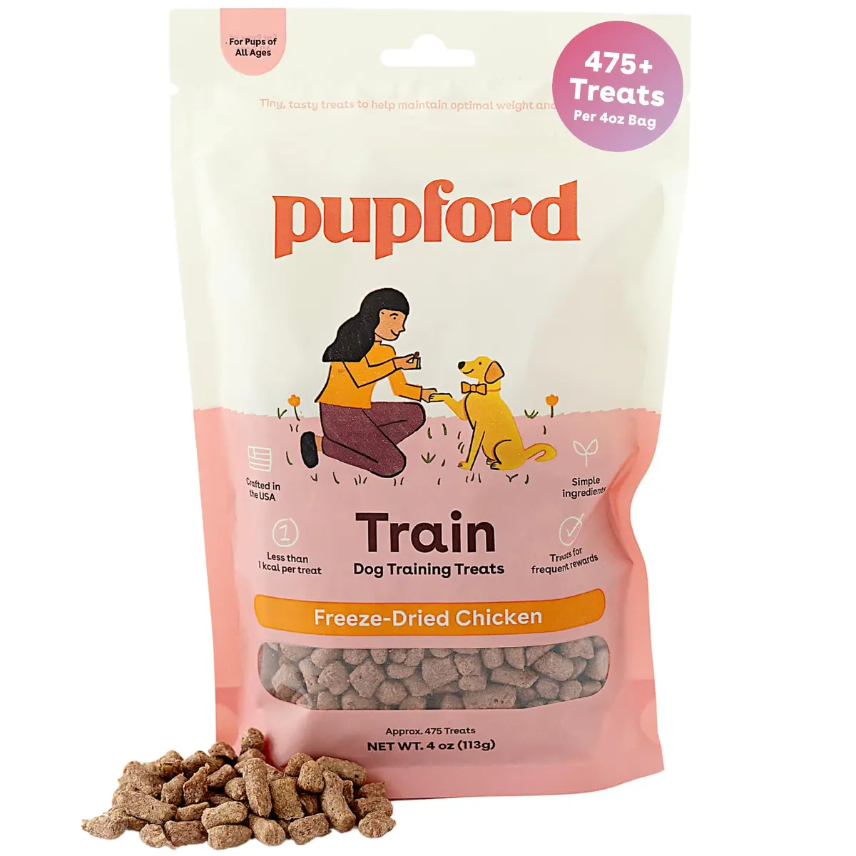 Pupford Freeze Dried Training Treats for Dogs & Puppies (Chicken, 4 oz) | Healthy, All-Natural, Low-Calorie Reward - main product image