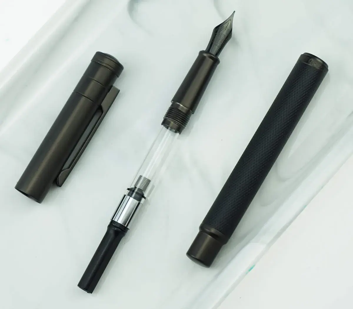 erofa Black Forest Fountain Pen Titanium Black Bent Nib 138mm (5.43in) | Calligraphy Gift Pen - view 7