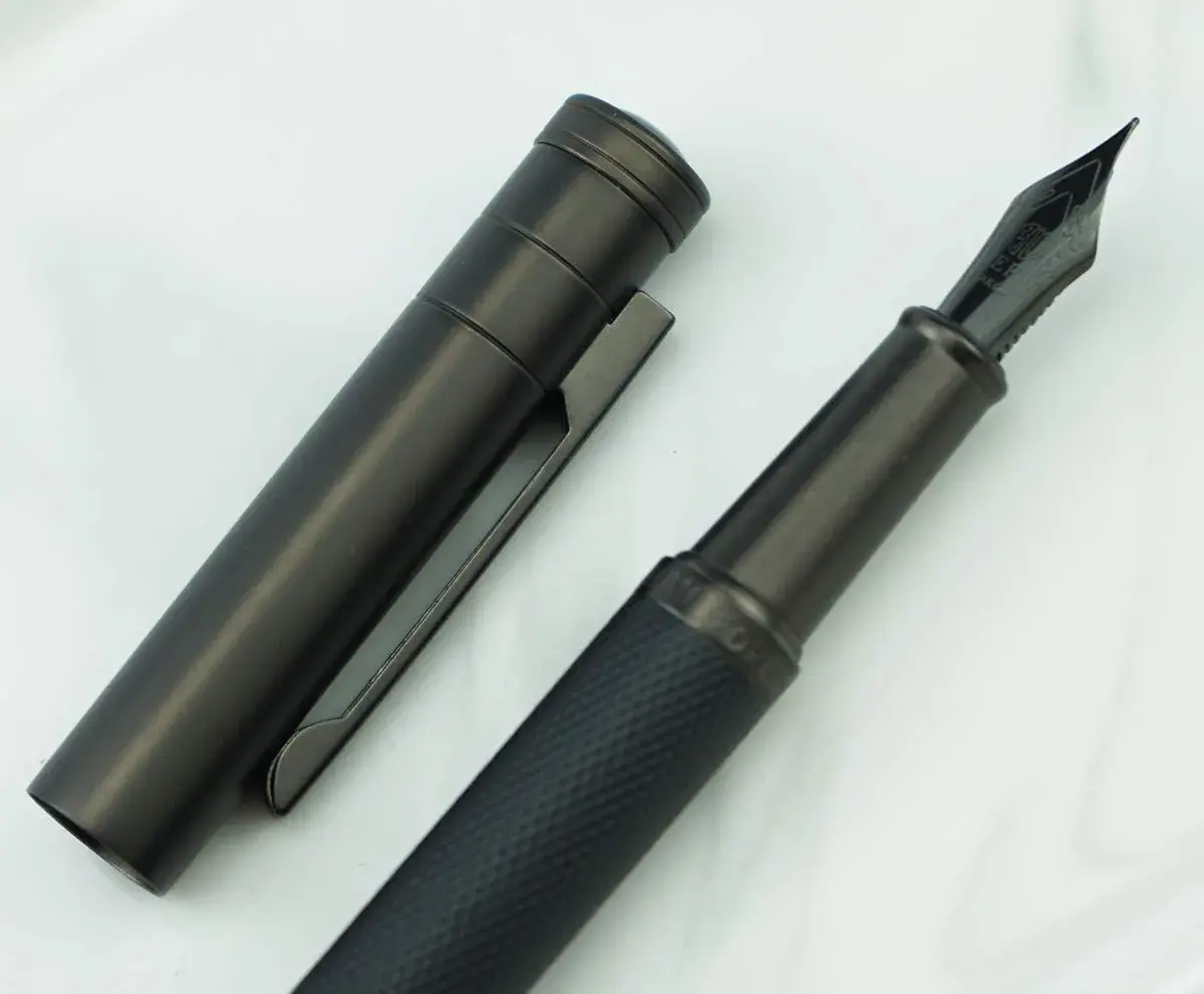 erofa Black Fountain Pen with EF Nib, Silver Aluminum Alloy, Bamboo Clip, 0.5mm - view 4