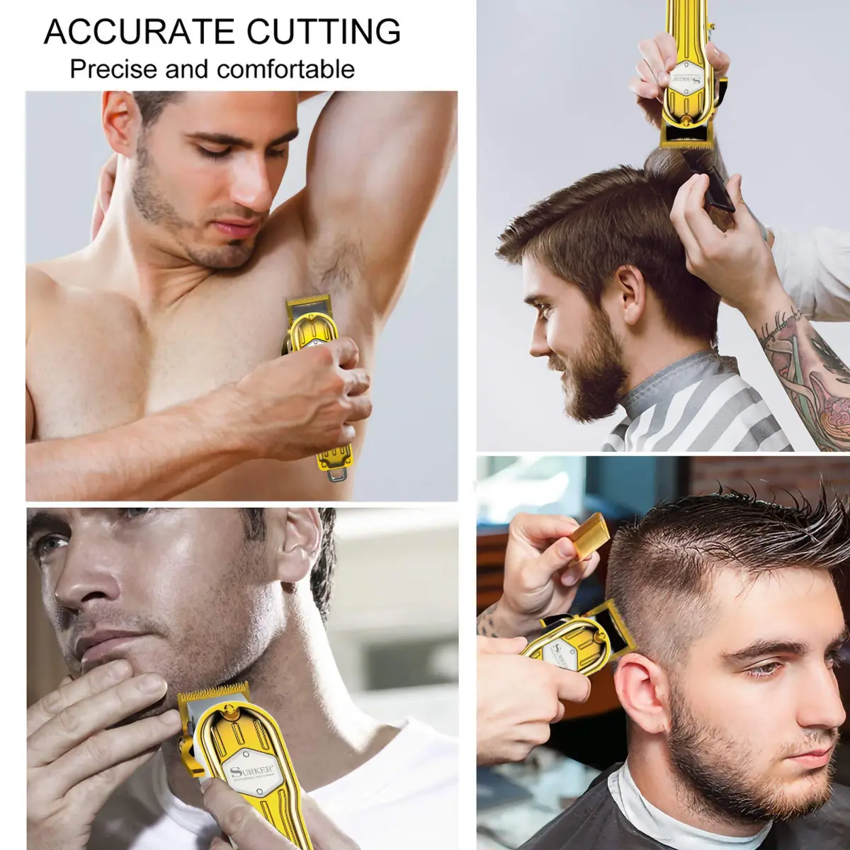SURKER Professional Hair Clippers for Men - Rechargeable Cordless Beard Trimmer Grooming Kit with 8 Guide Combs | 240 Min Runtime - view 5