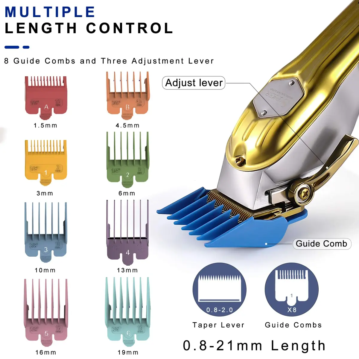 SURKER Professional Hair Clippers for Men - Rechargeable Cordless Beard Trimmer Grooming Kit with 8 Guide Combs | 240 Min Runtime - view 3