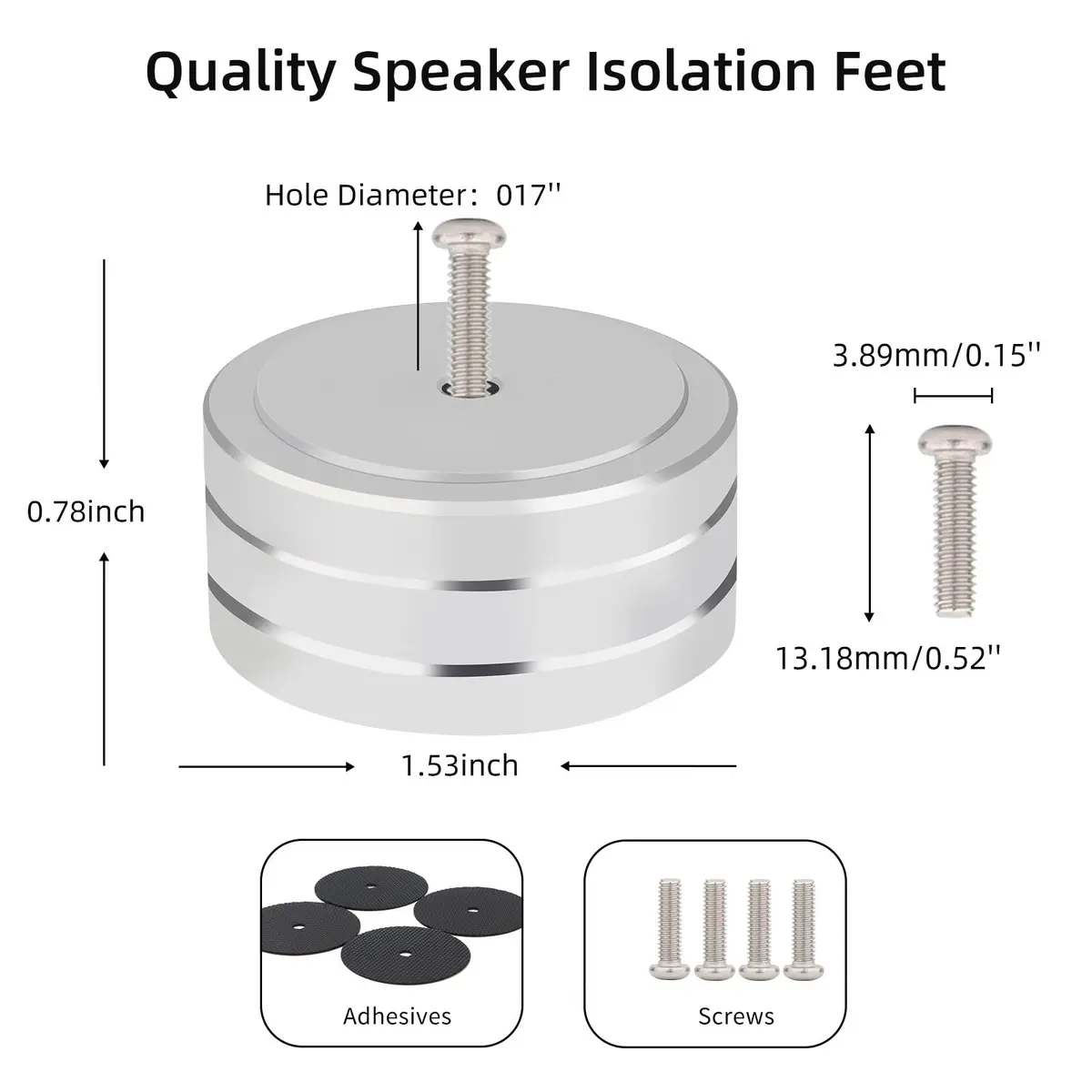 Monosaudio Silver 4pcs CE_ACCESSORY Load 400KG Anti Vibration Pads 40 x 20mm - view 3