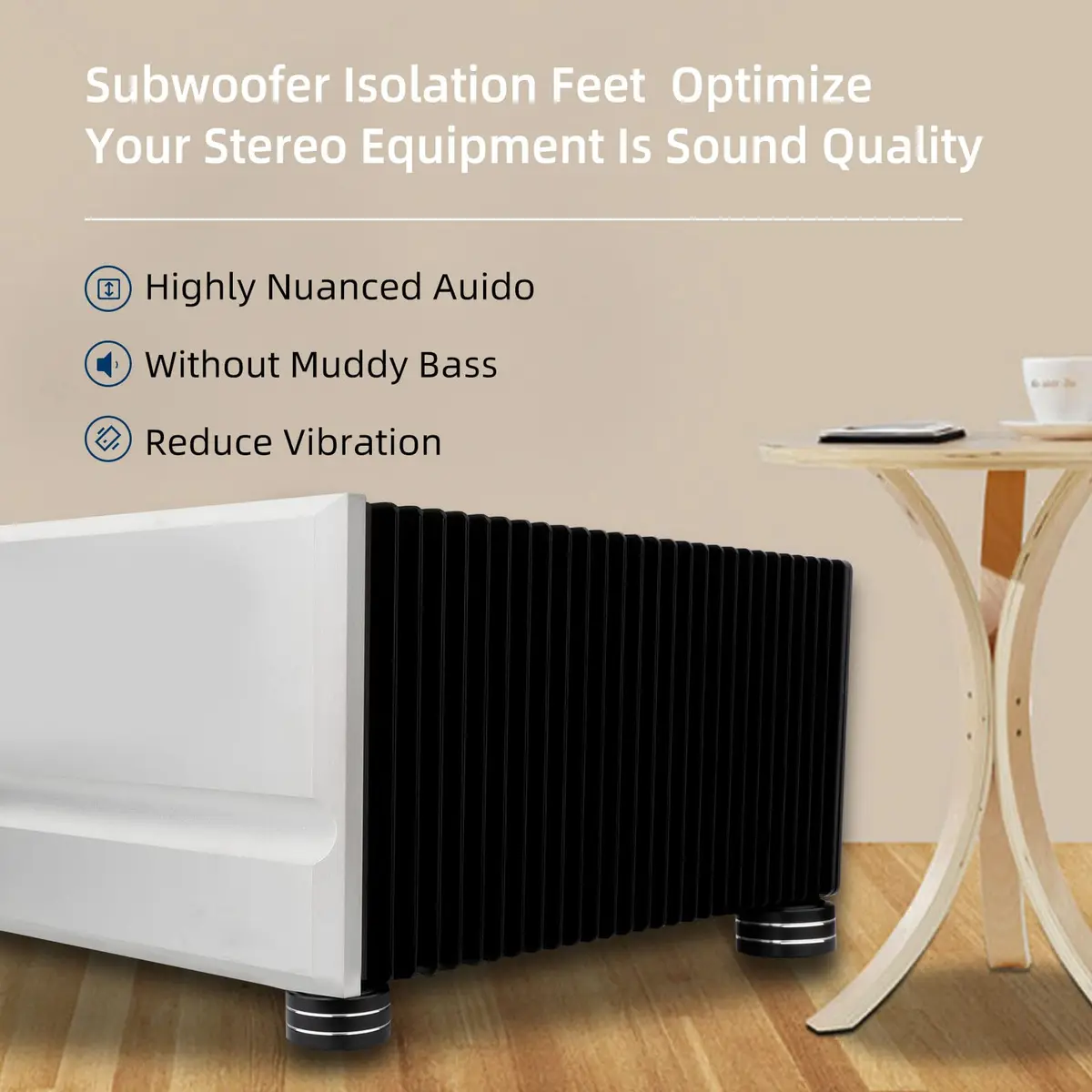 Monosaudio 4Pcs Aluminum Speaker Isolation Feet 40mm x 20mm | Load 400KG Anti Vibration Pads - view 2