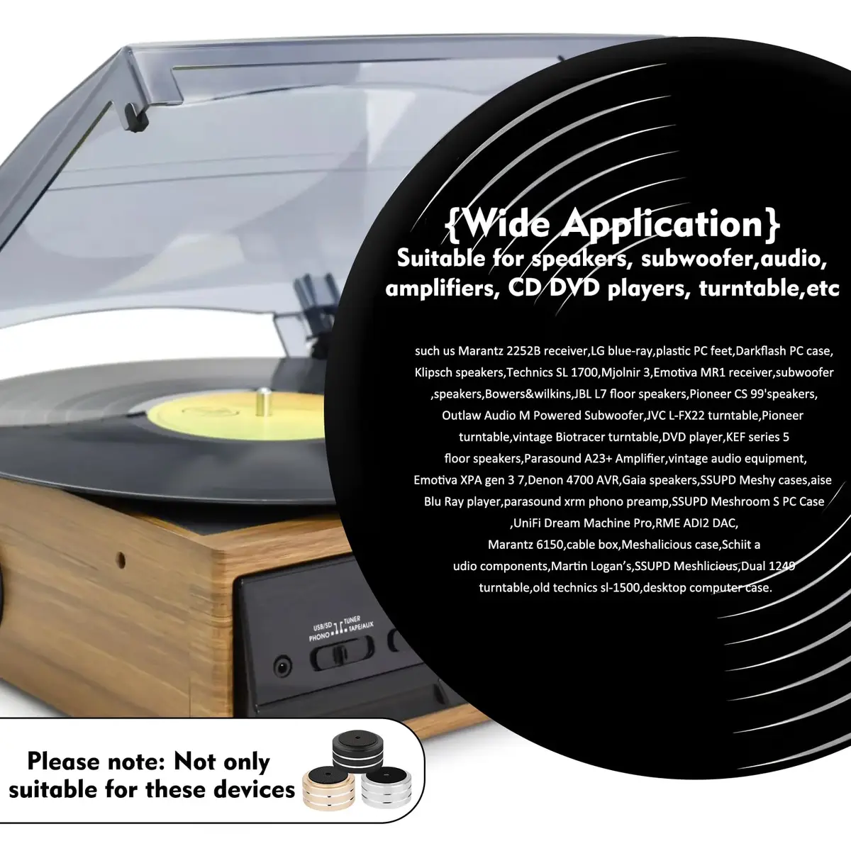 Monosaudio 4Pcs Aluminum Speaker Isolation Feet 40mm x 20mm | Load 400KG Anti Vibration Pads - view 3