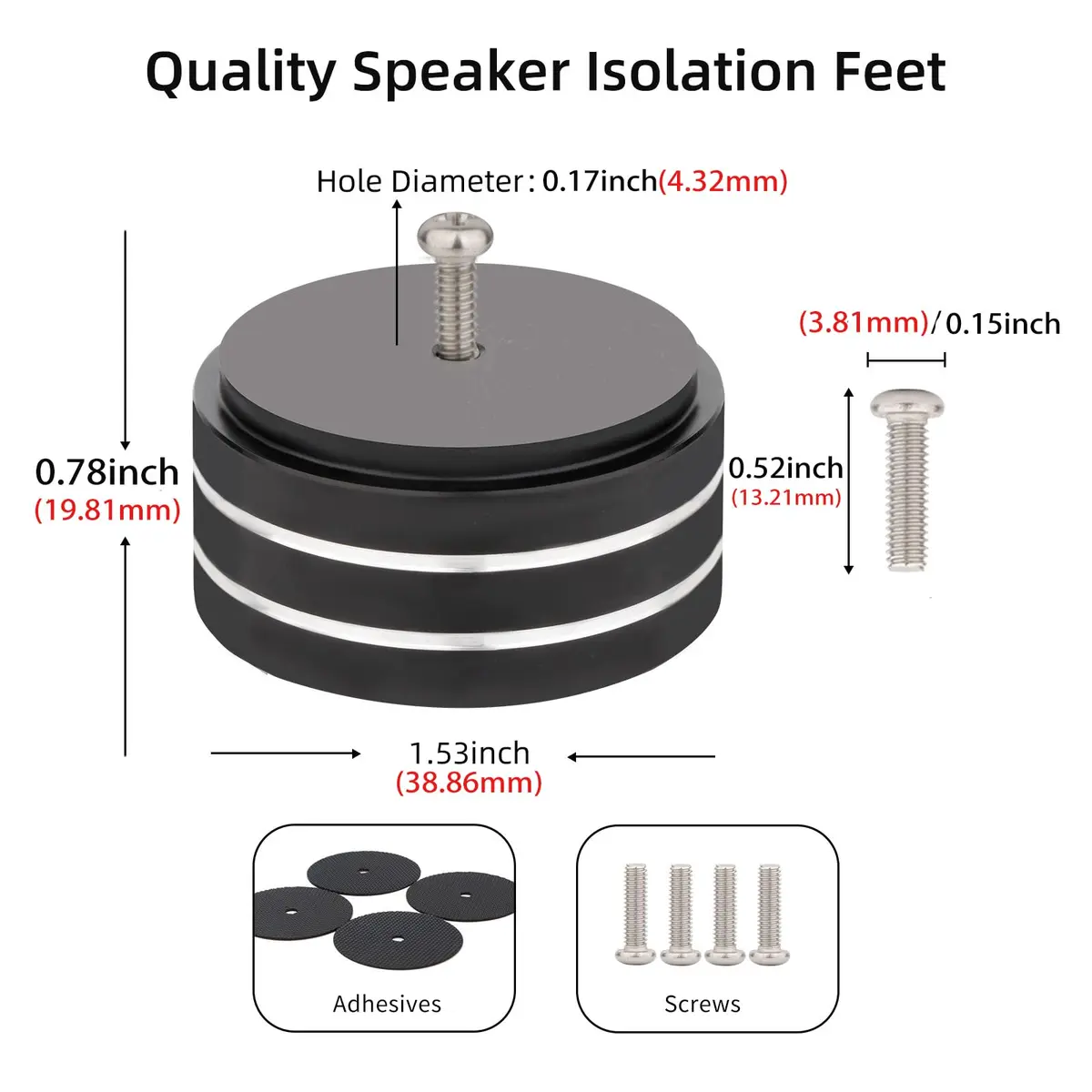Monosaudio 4Pcs Aluminum Speaker Isolation Feet 40mm x 20mm | Load 400KG Anti Vibration Pads - view 4