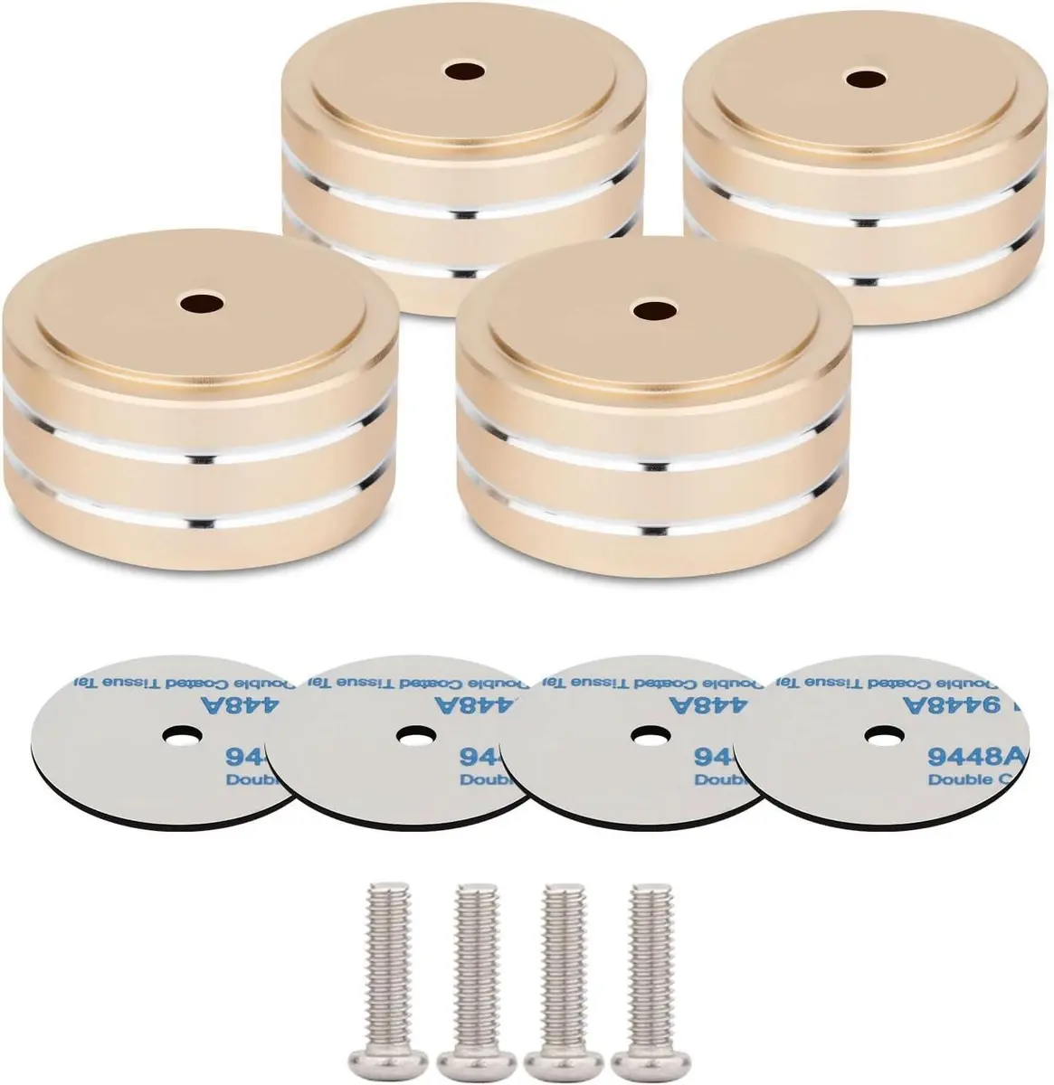 Monosaudio Gold 4Pcs Aluminum HIFI AMP Speaker Isolation Stand 40mm Diameter x 20mm Height | Vibration Damping Feet for Turntables & Amplifiers - main product image