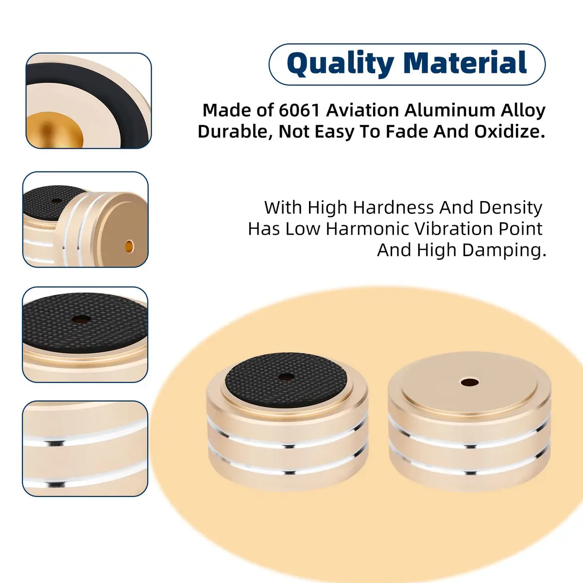 Monosaudio Gold 4Pcs Aluminum HIFI AMP Speaker Isolation Stand 40mm Diameter x 20mm Height | Vibration Damping Feet for Turntables & Amplifiers - view 6