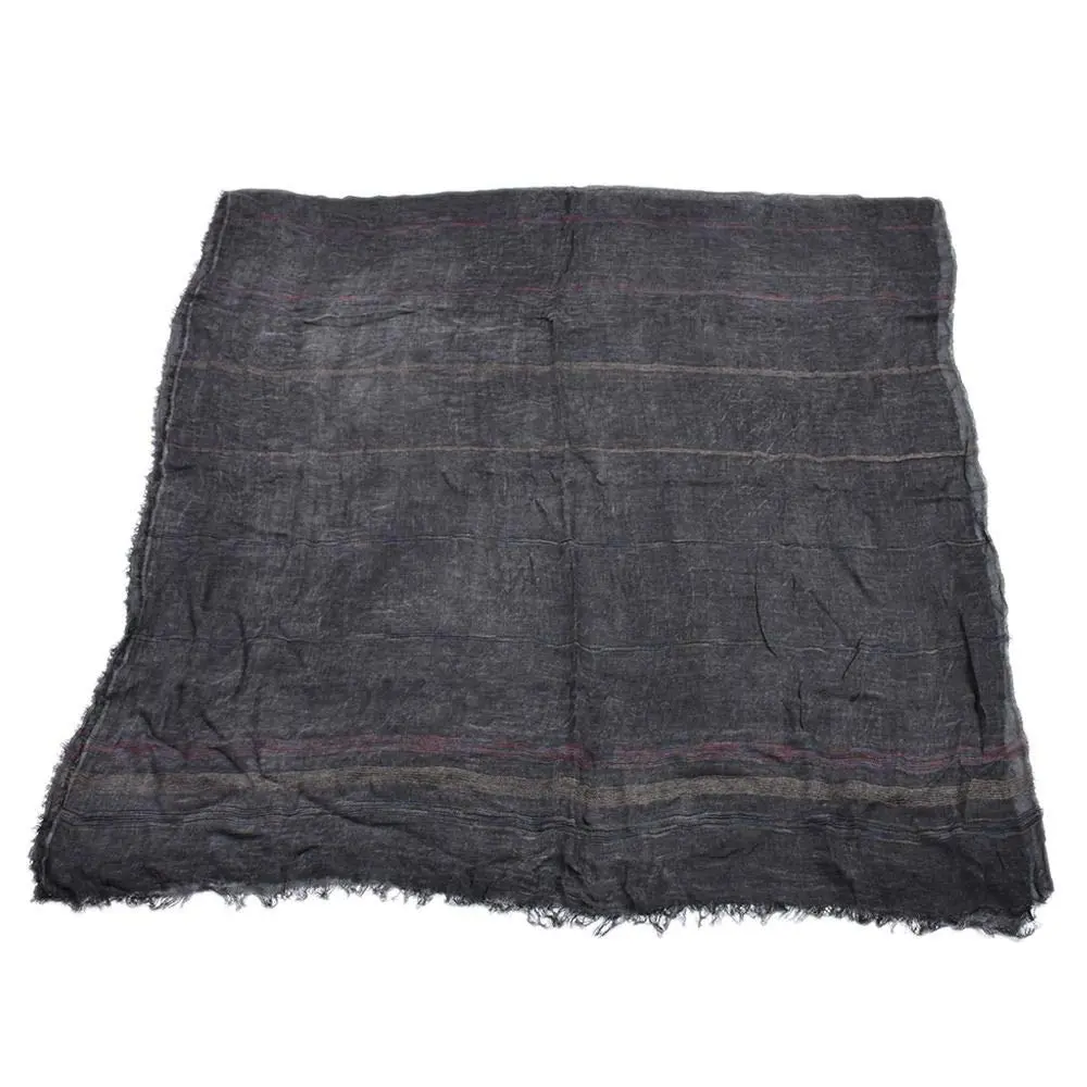 Kangqifen Unisex Striped Cotton Linen Scarf 75x35 inches | Lightweight & Soft for All Seasons - view 3