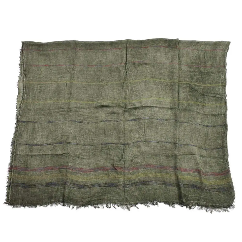 Kangqifen Unisex Striped Cotton Linen Scarf 75 x 35 inches | Lightweight & Soft for All Seasons - view 3