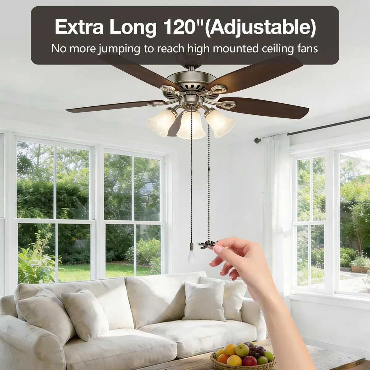SmoTecQ Brass Fan Pull Chain Extension 3.0mm (10 ft / 305 cm) with 12 Connectors | Antique Bronze Finish - view 2