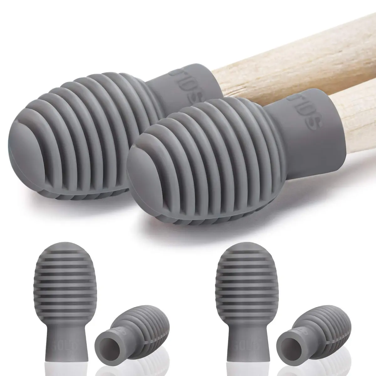 Frienda Grey 4 pcs Drumstick Dampeners Silicone Practice Tips | Noise-Reducing Percussion Accessories - main product image