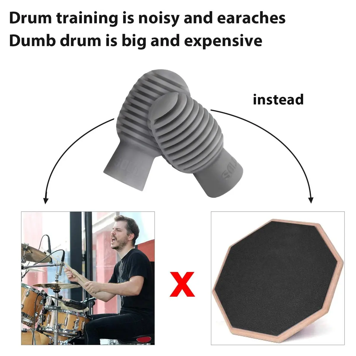 Frienda Grey 4 pcs Drumstick Dampeners Silicone Practice Tips | Noise-Reducing Percussion Accessories - view 7