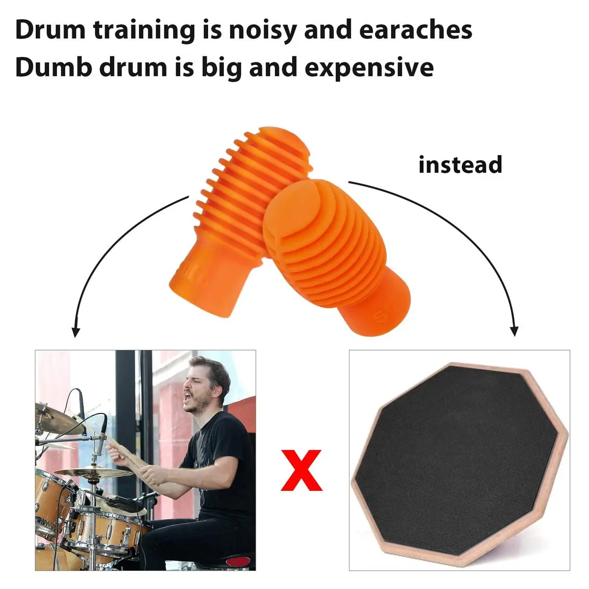 Frienda 4 pcs Silicone Drumstick Dampeners Orange | Practice Noise-Free Tips for Drummers - view 7