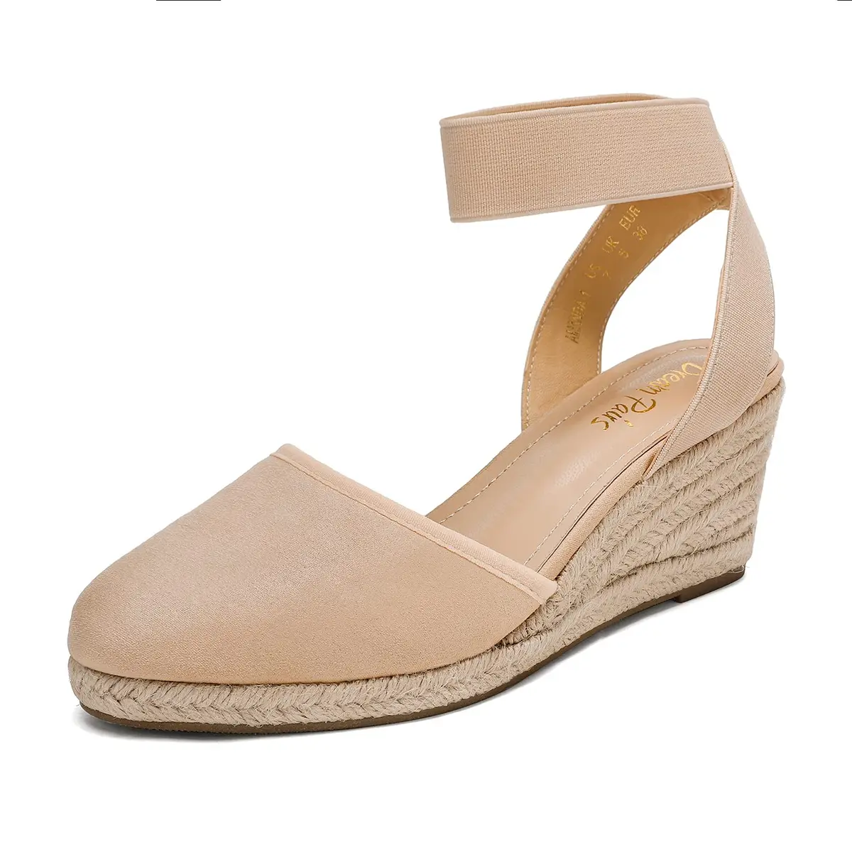 DREAM PAIRS Women's Ankle Strap Wedge Sandals Size 6 Nude | 2.4-inch Heel for Summer Outfits - main product image