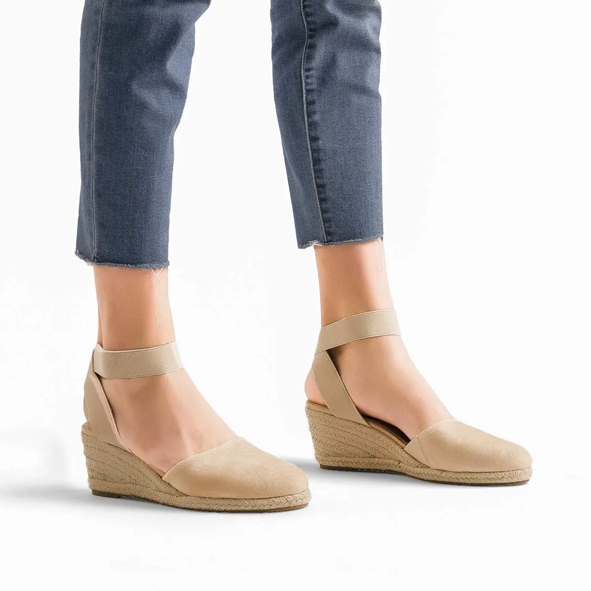 DREAM PAIRS Women's Ankle Strap Wedge Sandals Size 6 Nude | 2.4-inch Heel for Summer Outfits - view 7