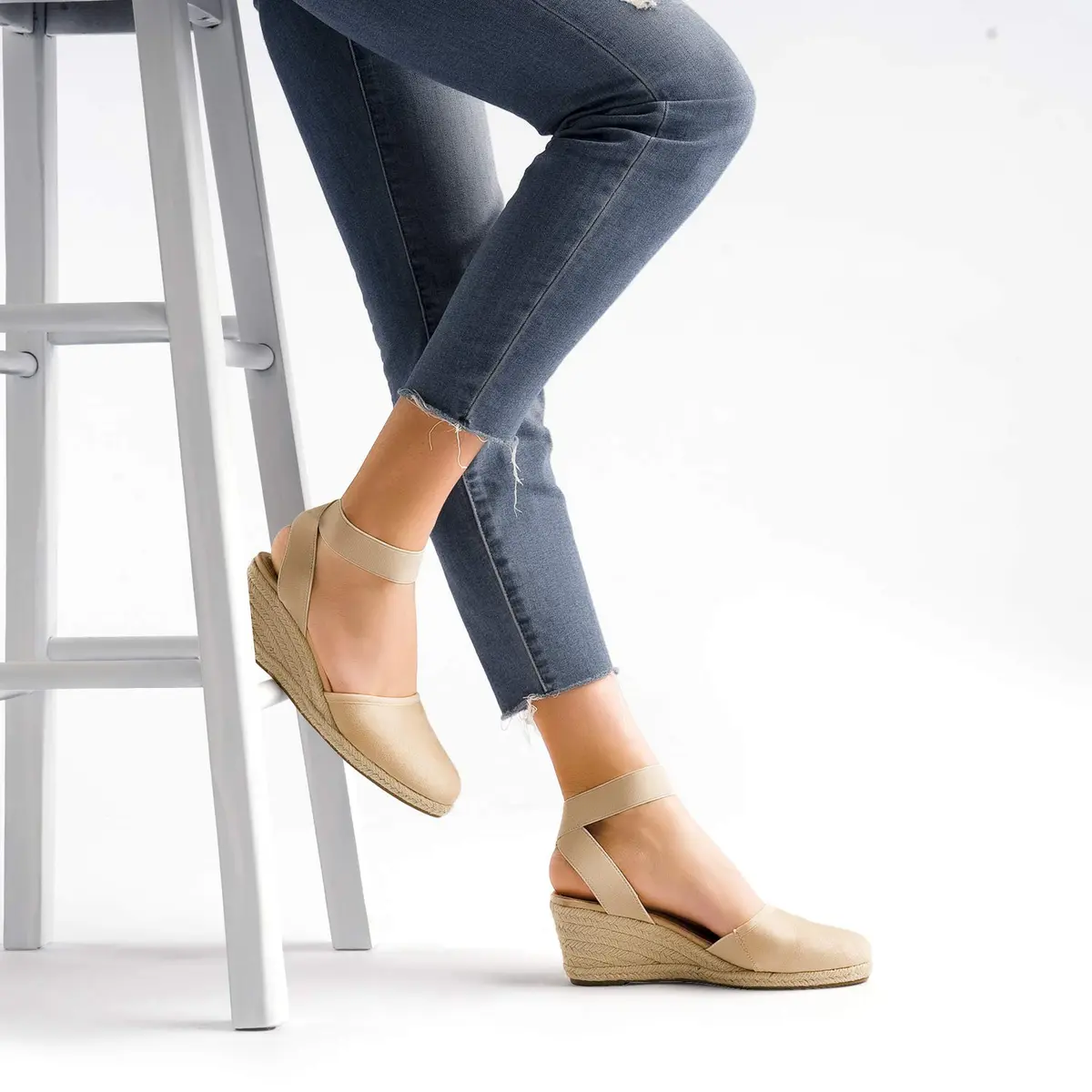 DREAM PAIRS Women's Ankle Strap Wedge Sandals Size 6 Nude | 2.4-inch Heel for Summer Outfits - view 2