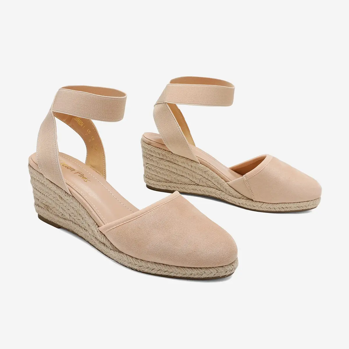 DREAM PAIRS Women's Ankle Strap Wedge Sandals Size 6 Nude | 2.4-inch Heel for Summer Outfits - view 4