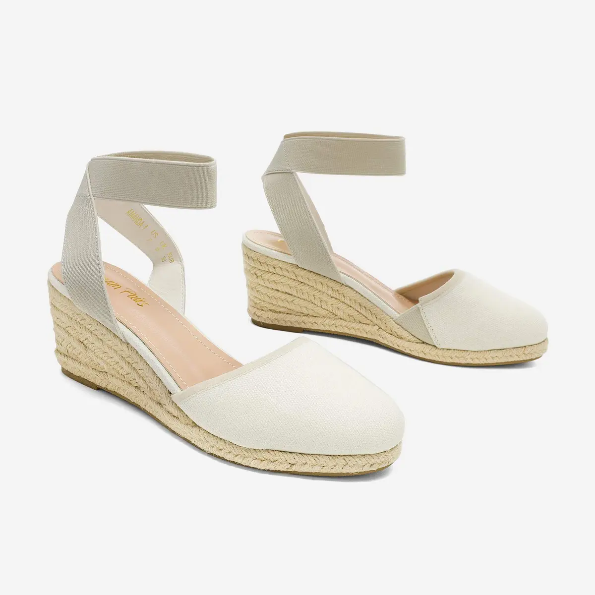DREAM PAIRS Women's Ankle Strap Wedge Sandals, Size 9.5 (2.4 inch heel) Beige/White | Comfortable & Stylish Summer Footwear - view 6