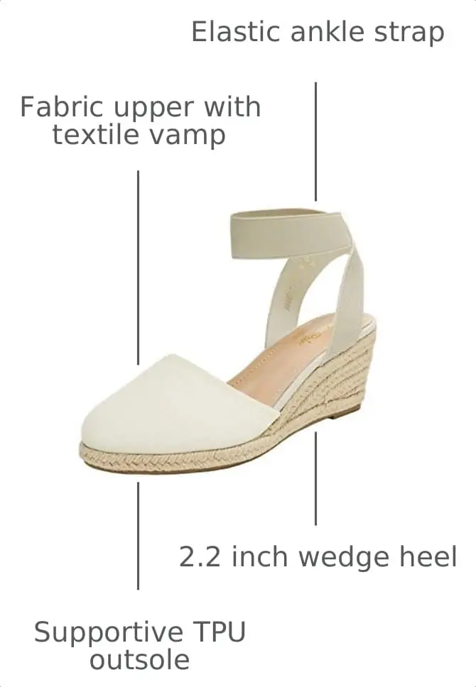 DREAM PAIRS Women's Ankle Strap Wedge Sandals, Size 9.5 (2.4 inch heel) Beige/White | Comfortable & Stylish Summer Footwear - view 4