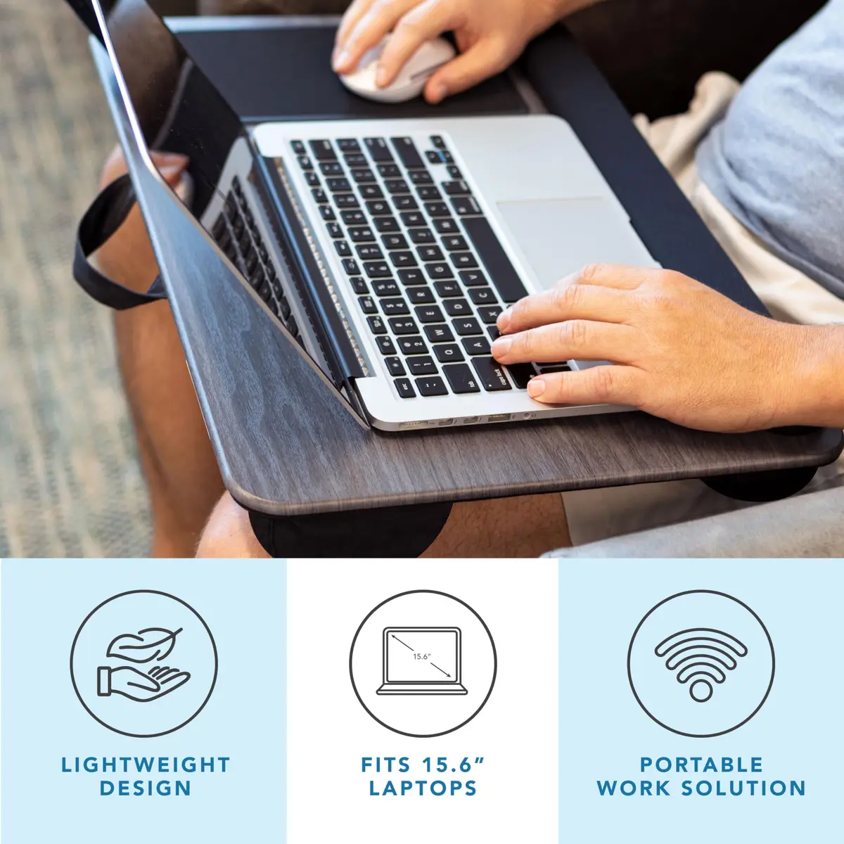 LapGear Home Office Pro Lap Desk 21.1" x 14" | Fits 15.6" Laptops, Cushioned Wrist Rest, Phone Slot - view 2