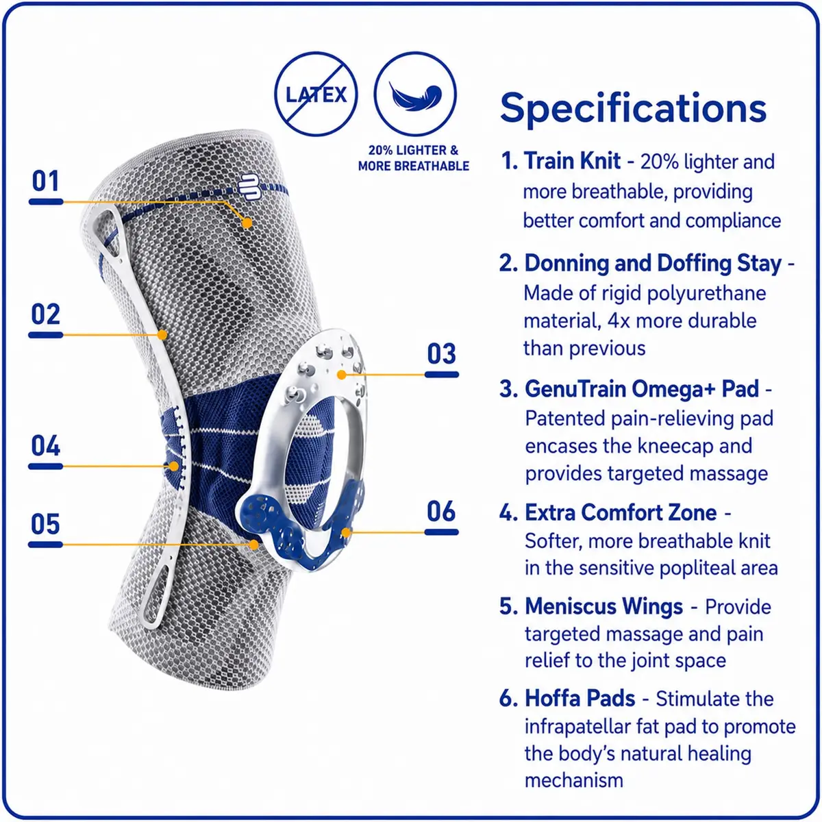 Bauerfeind GenuTrain Knee Support Brace (New Version) Size 3C Titanium | FDA Approved Medical Grade Support for Pain Relief & Stabilization - view 4