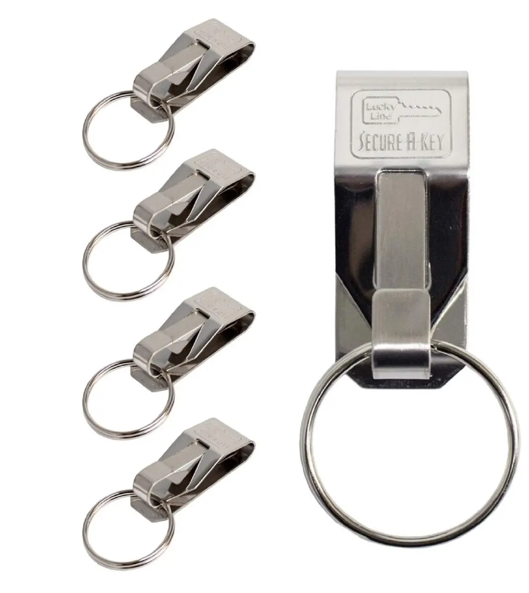 Lucky Line Secure-A-Key CLIP ON for Wide Belts 5 Pack | Double-Locking Security (70-120 chars) - main product image
