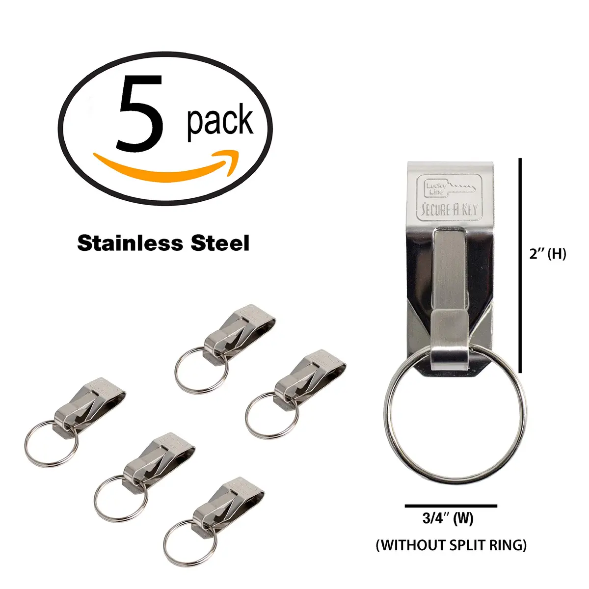 Lucky Line Secure-A-Key CLIP ON for Wide Belts 5 Pack | Double-Locking Security (70-120 chars) - view 3