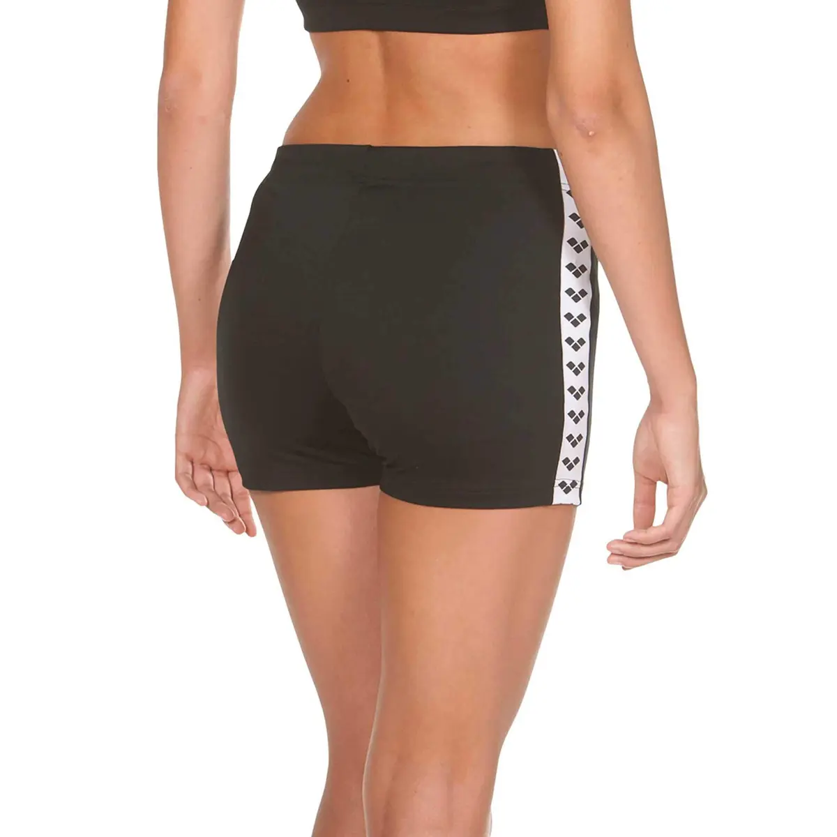 ARENA Women's Lorella Team Workout Gym Shorts, Black - White - Black (US), X-Large | Retro ’70s Style with Athletic Logo Stripes - view 3