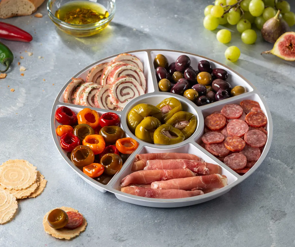 PLASTICPRO 12" Round Plastic Serving Tray/Platters White & Silver Rim Pack of 2 | Elegant & Durable - view 6