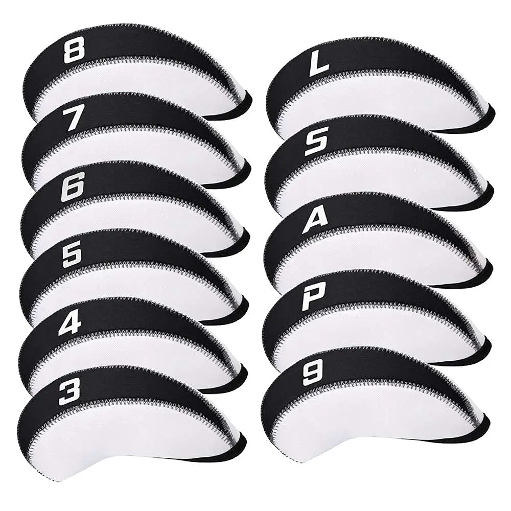 CRAFTSMAN GOLF White & Black 11pcs Neoprene Iron Headcover Set with Large Numbers | Protects Irons from Damage - main product image