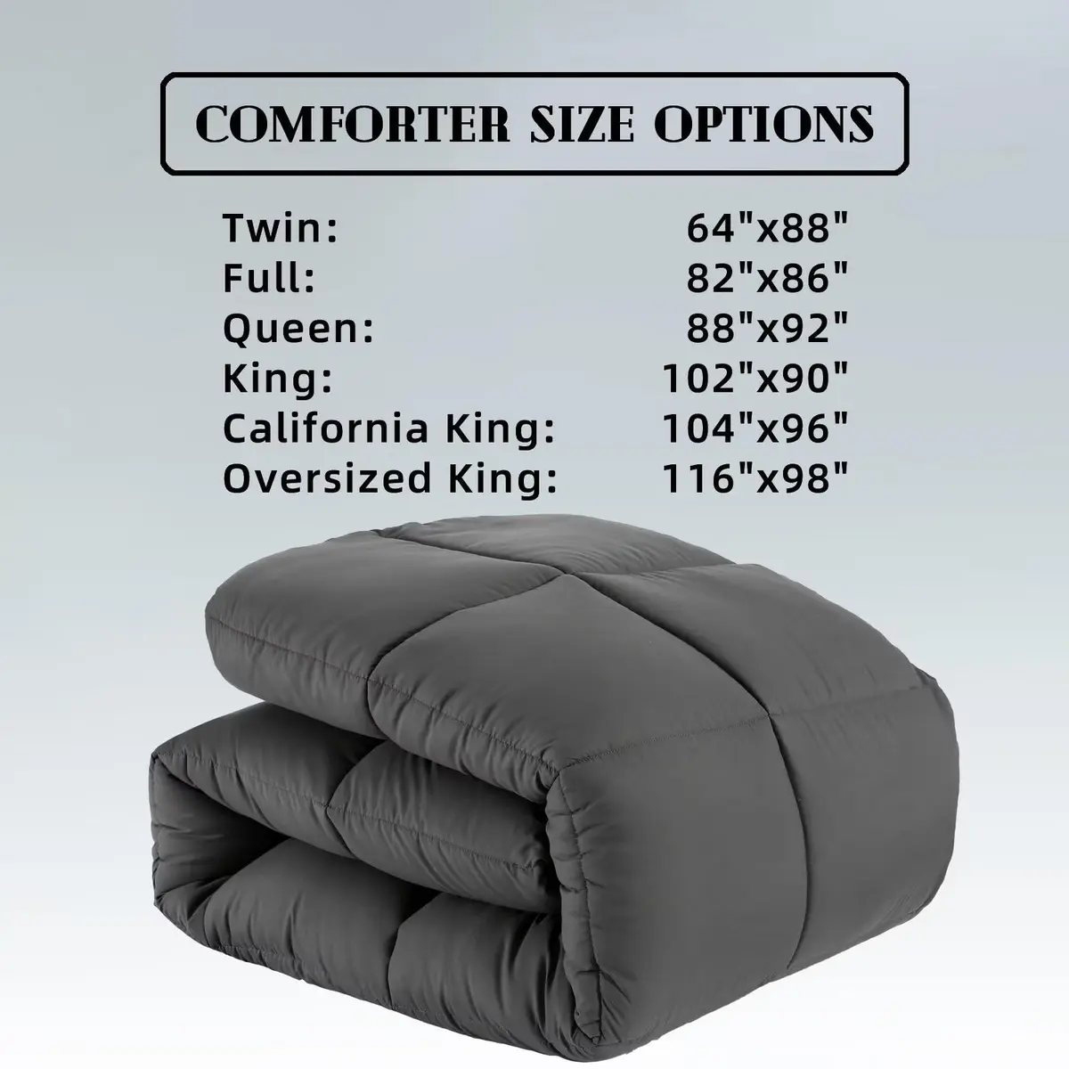 DOWNCOOL Comforters Queen Size, Dark Grey Duvet Insert, Lightweight Quilt | All-Season Microfiber - view 5