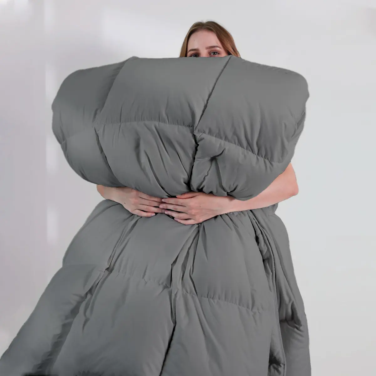 DOWNCOOL Comforters Queen Size, Dark Grey Duvet Insert, Lightweight Quilt | All-Season Microfiber - view 6