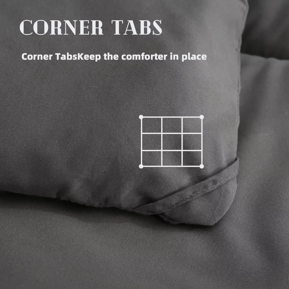 DOWNCOOL Comforters Queen Size, Dark Grey Duvet Insert, Lightweight Quilt | All-Season Microfiber - view 3