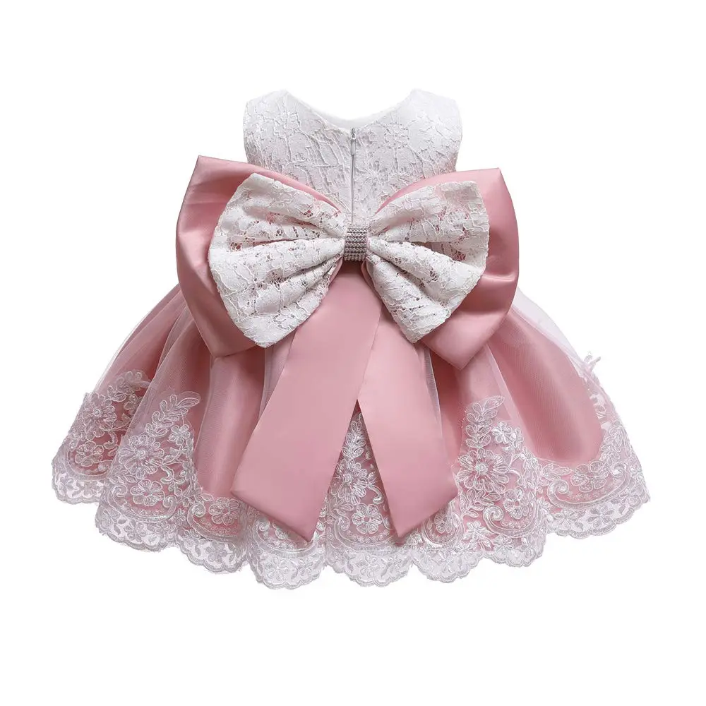 WZSYGDTC Baby Girl Christmas Easter Dress 3-6 Months | Formal Party Gown with Floral Embroidery - view 3