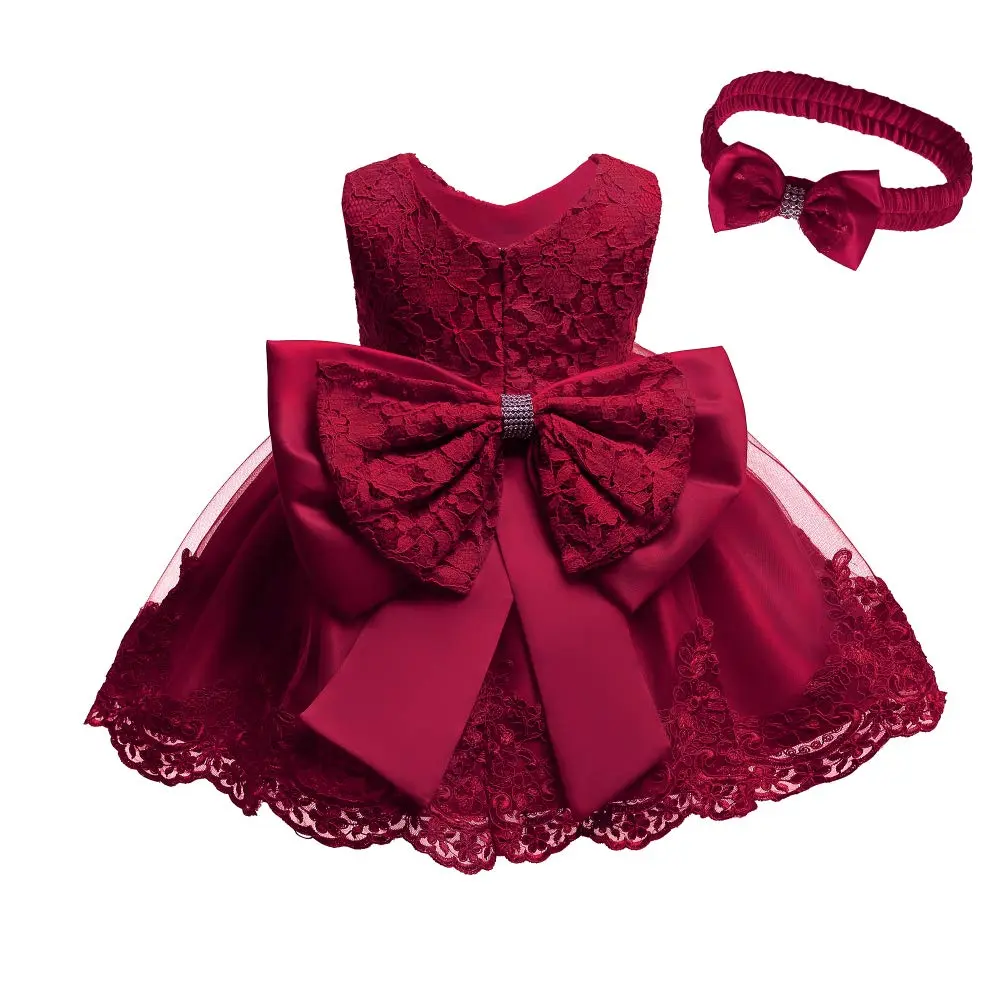 WZSYGDTC Baby Girls Christmas Embroidery Lace Dress 24M | Infant Formal Dress with V-Neck & Back Zip - main product image