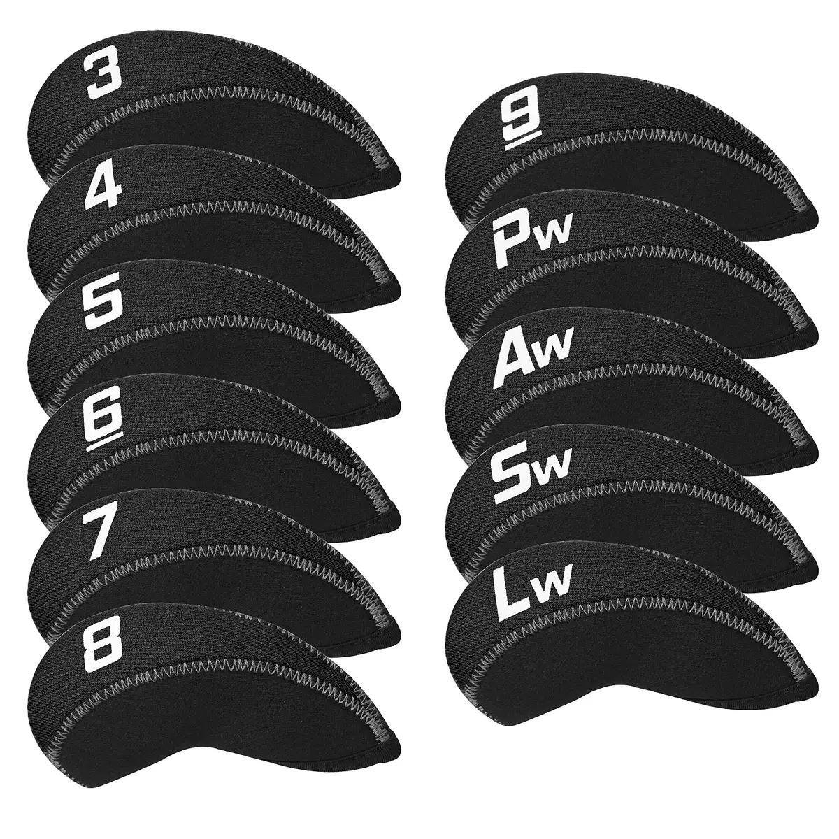 Craftsman Golf Black 11pcs Neoprene Iron Headcover Set with Large Club Number | Fits Driver, Fairway Wood, Hybrid, Iron Clubs - main product image