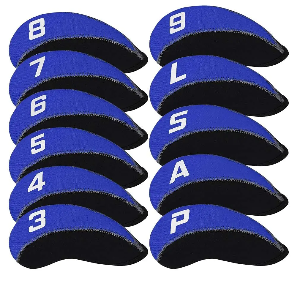 Craftsman Golf 11pcs Neoprene Iron Headcover Set with Large Numbers, Blue & Black | Protects Irons from Damage - main product image