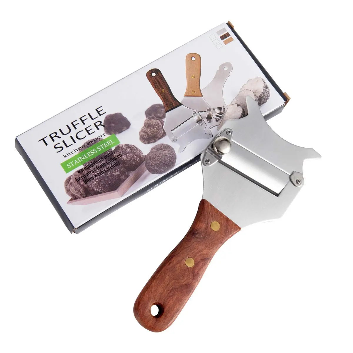 IMEEA Truffle Slicer Shaver Stainless Steel Chocolate Cheese Grater with Adjustable Blade and Wood Handle - view 2