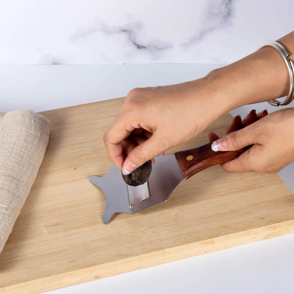 IMEEA Truffle Slicer Shaver Stainless Steel Chocolate Cheese Grater with Adjustable Blade and Wood Handle - view 3