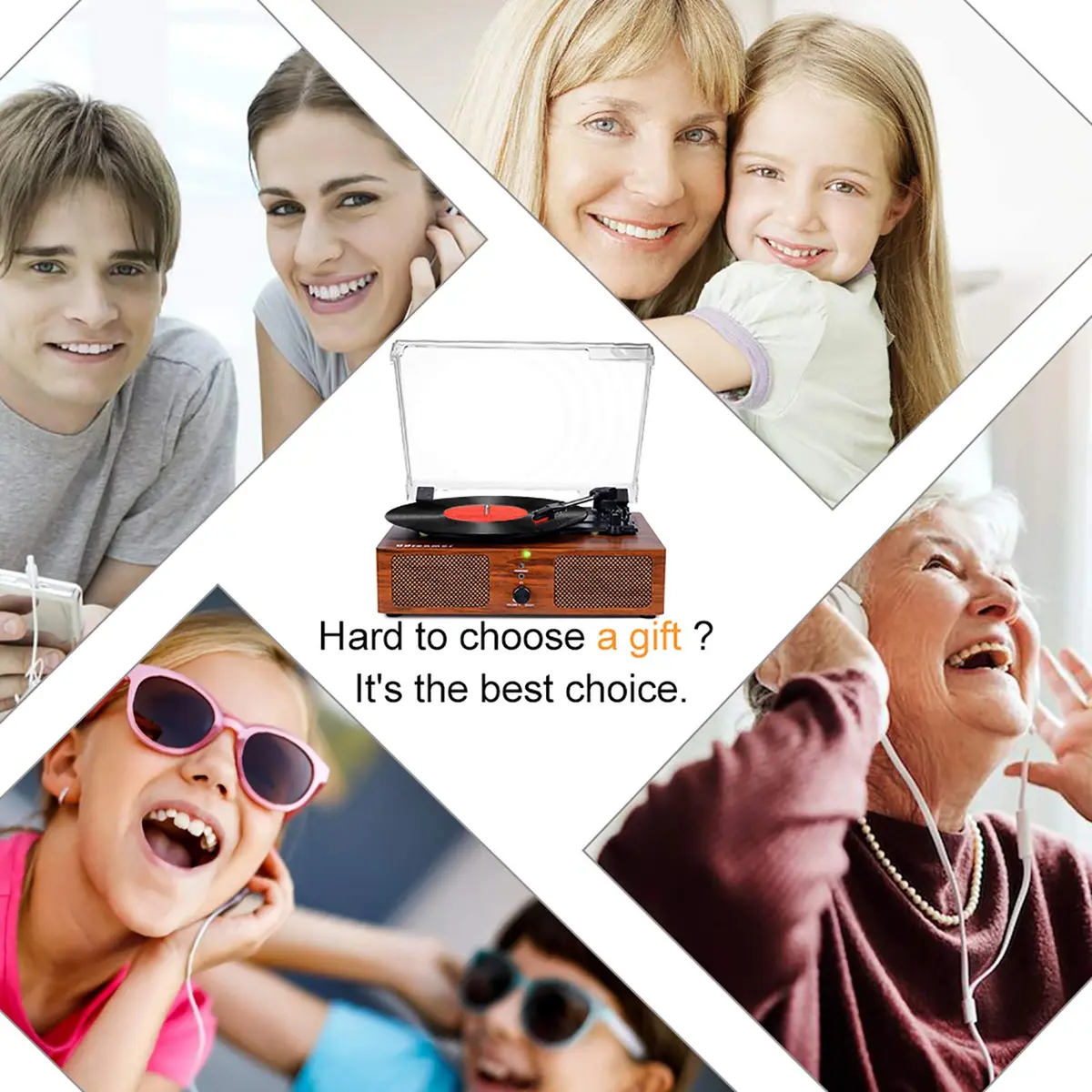Udreamer Vinyl Record Player Wireless Turntable with Built-in Speakers & USB 32.5cm (12.8") | Belt-Driven for Clearer Sound - view 7