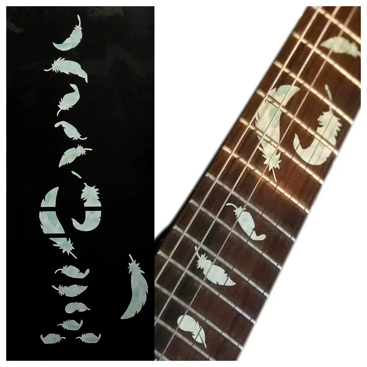 Inlay Sticker's Jockomo Flight Feathers Guitar Fret Markers - White Pearl - main product image