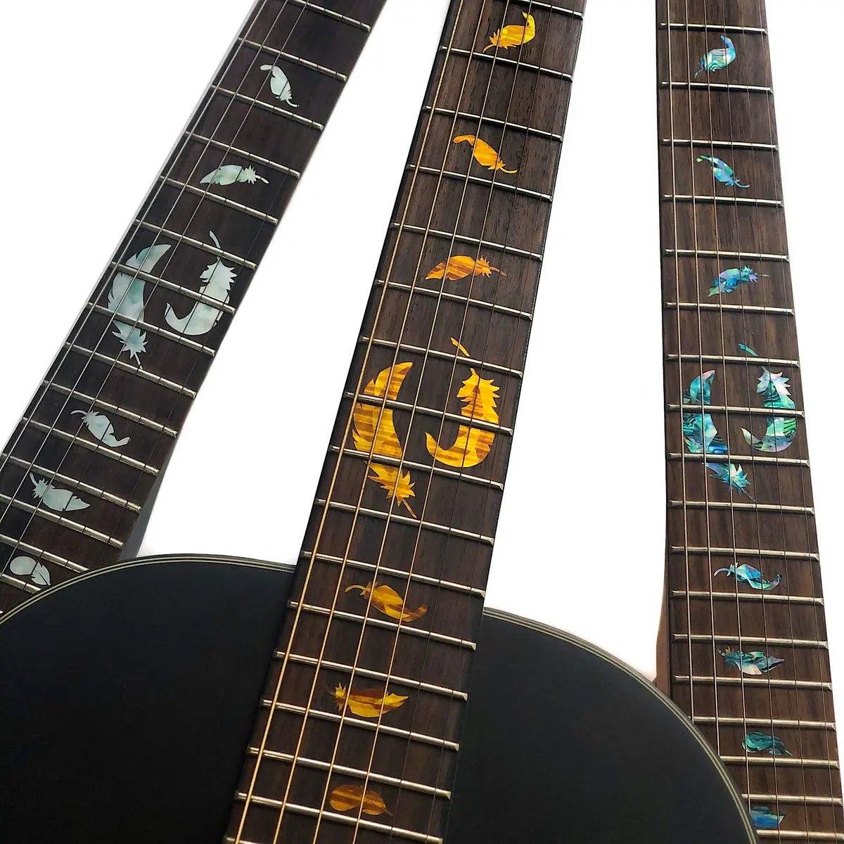 Inlay Sticker's Jockomo Flight Feathers Guitar Fret Markers (Abalone-Mix) | 1 Sheet - view 5