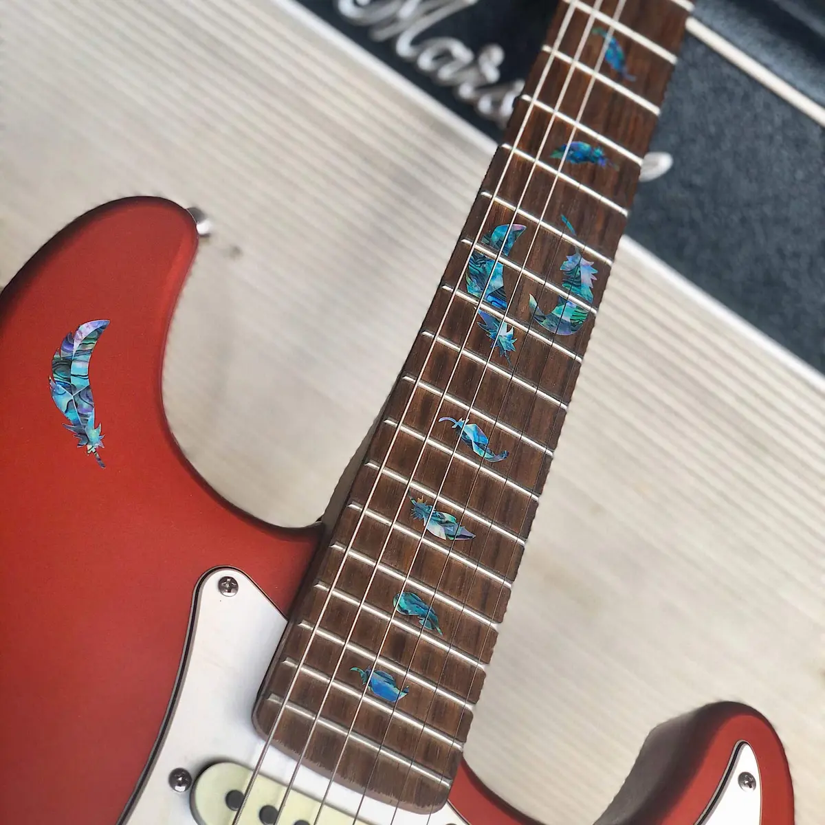 Inlay Sticker's Jockomo Flight Feathers Guitar Fret Markers (Abalone-Mix) | 1 Sheet - view 4