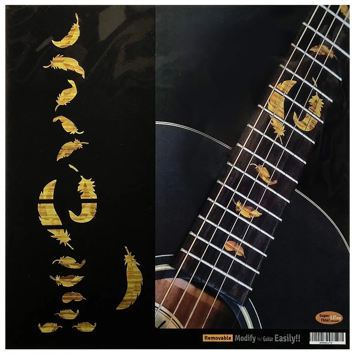 Inlay Sticker's Jockomo Flight Feathers Fret Markers for Guitars (Tobacco Burst) | Realistic Inlay Look - main product image